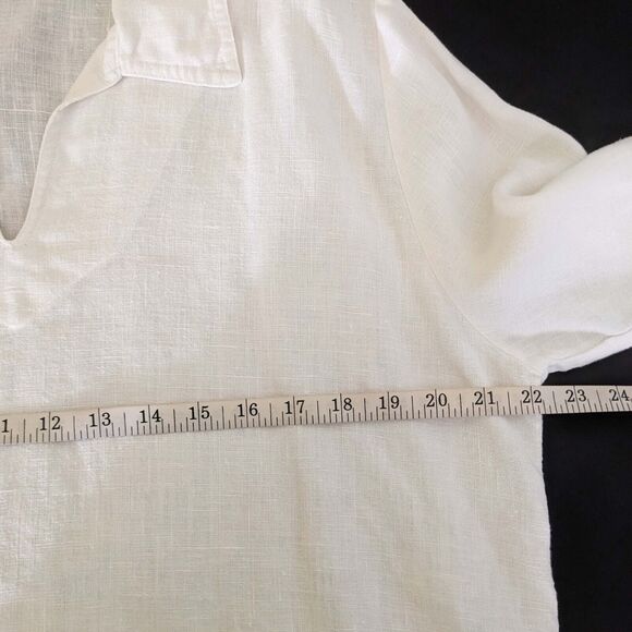 What's Up Womens SM Ivory White 100% Linen Pullover Tunic Top - Picture 7 of 8